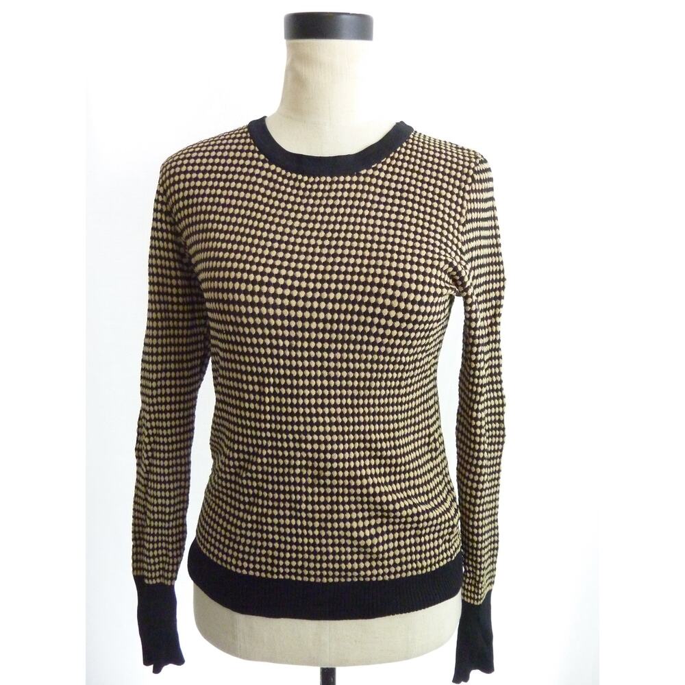 Zara Black and Tan Crew Neck Sweater
